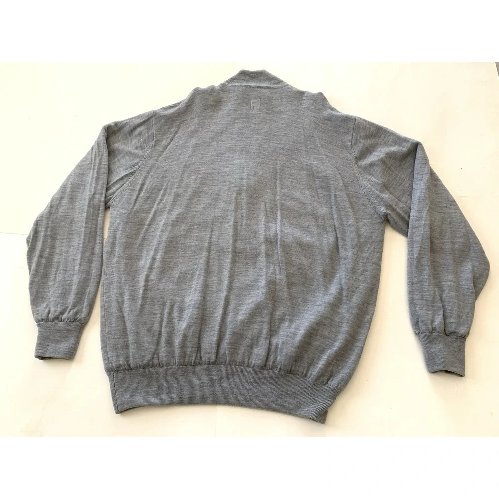 Footjoy Quarter Zip Golf Sweater Mens XXL Gray Black Argyle 100% Wool Logo Lined